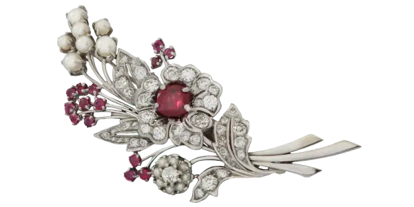 antique ruby and diamond brooch